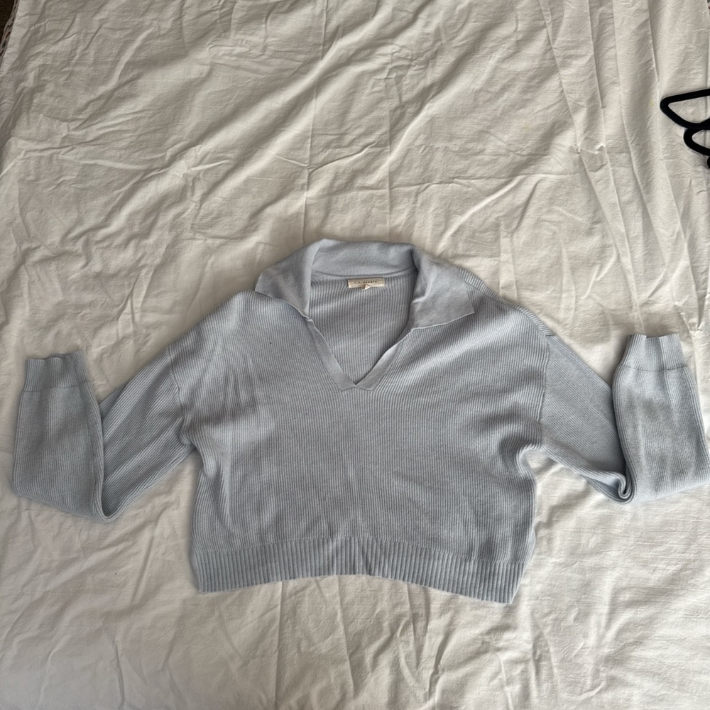La Hearts Soft Blue V-Neck Sweater